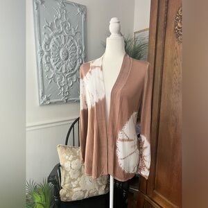 Fontana tie dye beige camel white sweater with crystal accents